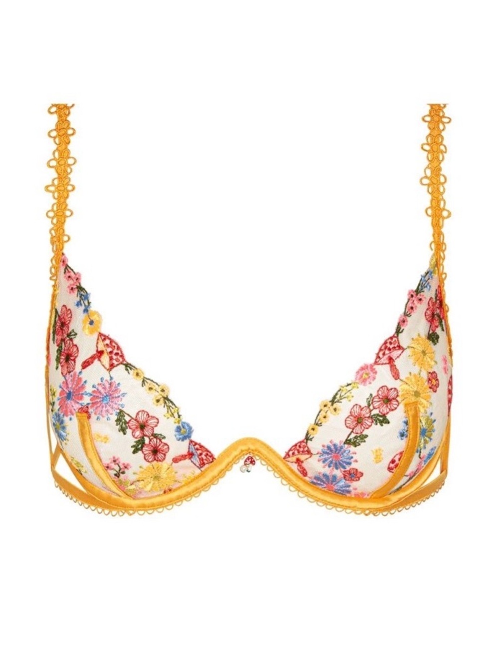 For Love & Lemons x Victoria’s Secret Meadow Embroidery Bra 34DD Mushroom NWT